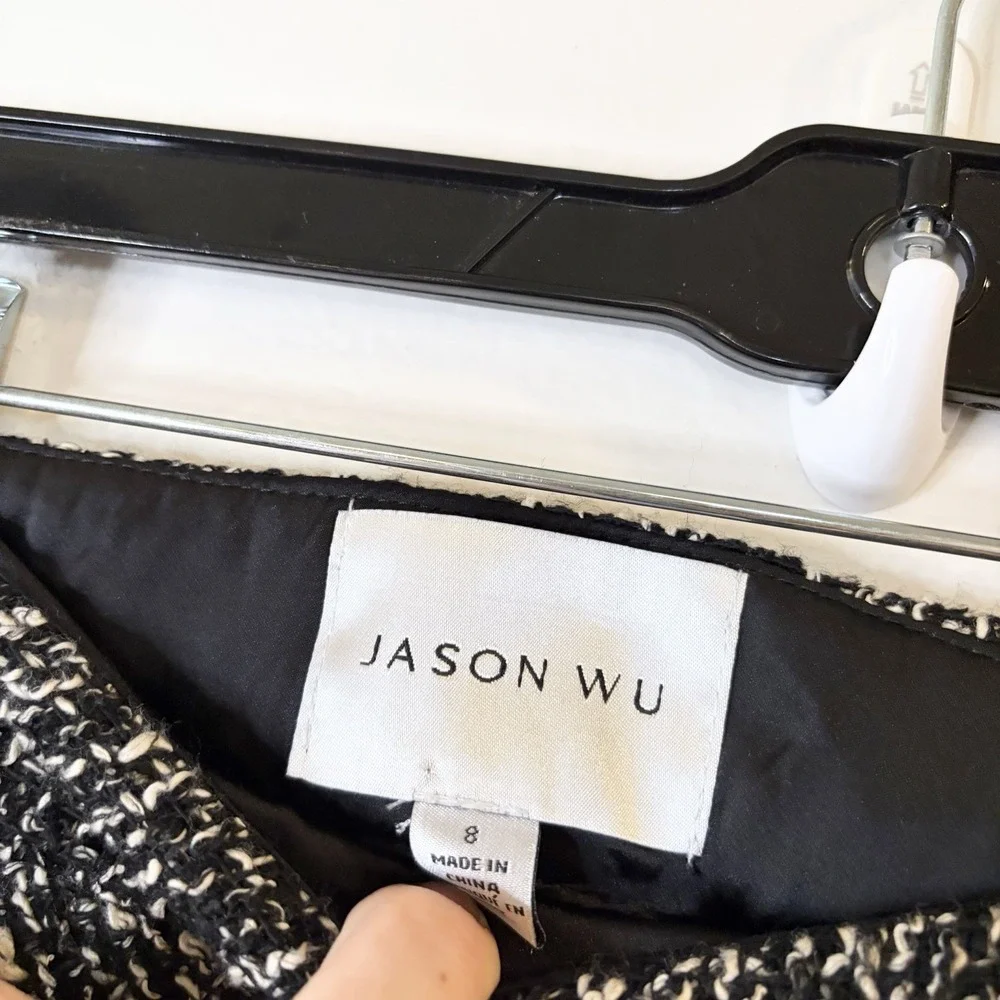 Jason Wu Textured Tweed Skirt Midi High Waisted Black Career Size 8
